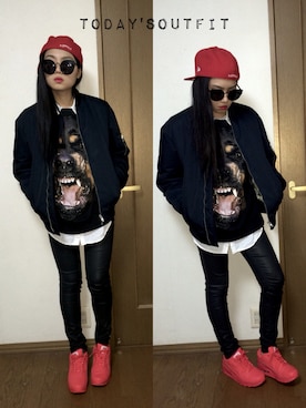「GIVENCHY」｜「アイテム（ブルゾン）」を使った、YURI NAKAMURAさん（レディース・158cm）の秋コーディネート