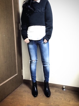 「Alexander Wang」｜「アイテム（スウェット）」を使った、YURI NAKAMURAさん（レディース・158cm）の冬コーディネート