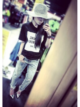 「H&M（エイチ・アンド・エム）のアイテム（ハット、グレー系）」を使った、YURI NAKAMURAさん（レディース・158cm）の夏コーディネート