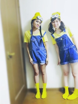 「ミニオンズ」｜「アイテム（サロペット/オーバーオール）」を使った、YURI NAKAMURAさん（レディース・158cm）の秋コーディネート