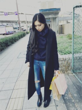 「LECIELBLEU」｜「アイテム（ジャケット/アウター）」を使った、YURI NAKAMURAさん（レディース・158cm）の冬コーディネート