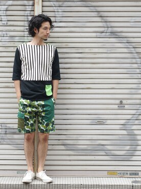 「NIRAME.CO（ニラメッコ）のアイテム（パンツ）」を使った、NIRAME.COさん（メンズ・176cm）の夏コーディネート