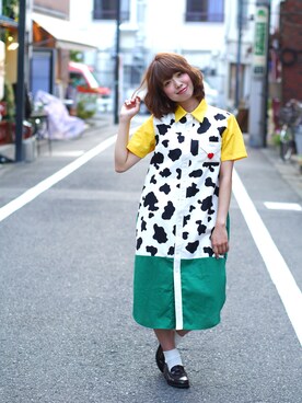 「NIRAME.CO（ニラメッコ）のアイテム（トップス）」を使った、NIRAME.COさん（レディース・152cm）の夏コーディネート