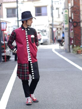 「NIRAME.CO（ニラメッコ）のアイテム（トップス）」を使った、NIRAME.COさん（メンズ・176cm）の秋コーディネート