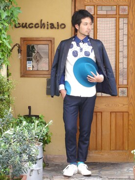 「NIRAME.CO（ニラメッコ）のアイテム（ジャケット/アウター）」を使った、NIRAME.COさん（メンズ・176cm）の春コーディネート