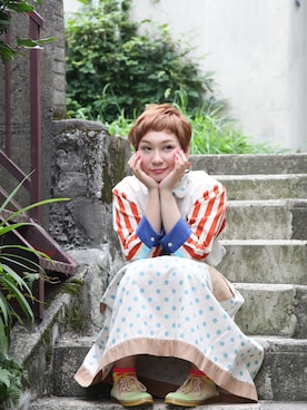 「NIRAME.CO（ニラメッコ）のアイテム（トップス）」を使った、NIRAME.COさん（レディース・148cm）の夏コーディネート