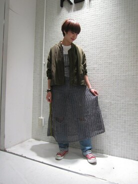 「モヘヤ」｜「アイテム（ブルゾン）」を使った、momoさん（レディース・162cm）の秋コーディネート