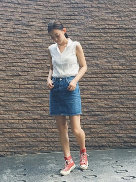 「rag & bone（ラグアンドボーン）のアイテム（スカート）」を使った、阿久津ゆりえさん（レディース・167cm）の夏コーディネート