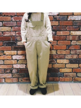 「ゆるゆる」｜「アイテム（オールインワン・サロペット）」を使った、mさん（レディース・154cm）の冬コーディネート