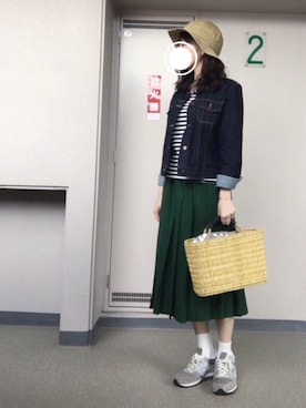 「YAECA」｜「アイテム（デニムジャケット）」を使った、hachiさん（レディース・161cm）の春コーディネート