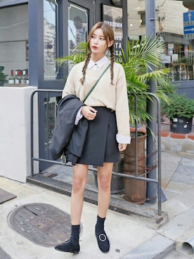 「オルチャンファッション」｜「アイテム（その他シューズ）」を使った、luvluvme.jpさん（レディース・163cm）の秋コーディネート
