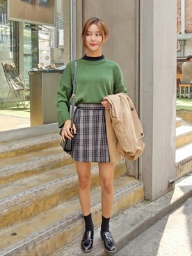 「オルチャンファッション」｜「アイテム（その他シューズ）」を使った、luvluvme.jpさん（レディース・163cm）の秋コーディネート