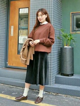 「オルチャンファッション」｜「アイテム（その他シューズ）」を使った、luvluvme.jpさん（レディース・166cm）の秋コーディネート