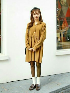 「オルチャンファッション」｜「アイテム（その他シューズ）」を使った、luvluvme.jpさん（レディース・162cm）の秋コーディネート