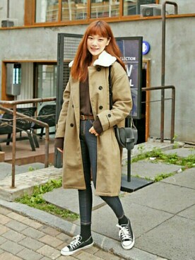 「オルチャンファッション」｜「アイテム（その他アウター）」を使った、luvluvme.jpさん（レディース・166cm）の秋コーディネート