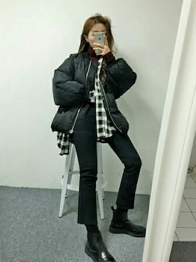 「オルチャンファッション」｜「アイテム（ダウンジャケット/コート）」を使った、luvluvme.jpさん（レディース・163cm）の秋コーディネート
