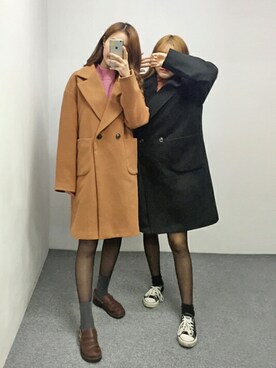 「オルチャンファッション」｜「アイテム（その他アウター）」を使った、luvluvme.jpさん（レディース・160cm）の冬コーディネート