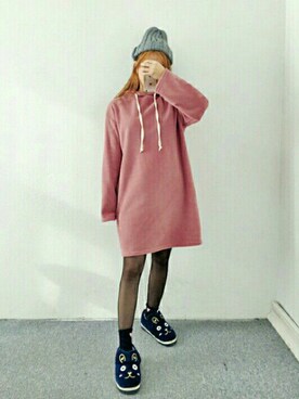 「オルチャンファッション」｜「アイテム（ニットキャップ/ビーニー）」を使った、luvluvme.jpさん（レディース・158cm）の冬コーディネート