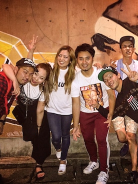 「adidas Originals（アディダスオリジナルス）のアイテム（パンツ、レッド系）」を使った、Big Daddy Poohさん（メンズ・165cm）の夏コーディネート