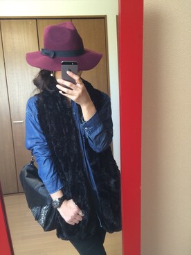 「EMODA（エモダ）のアイテム（ストール/ショール）」を使った、☺︎rii☺︎さん（レディース・162cm）の冬コーディネート