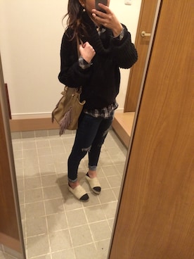 「エスパドリーユ」｜☺︎rii☺︎さん（レディース・162cm）の冬コーディネート