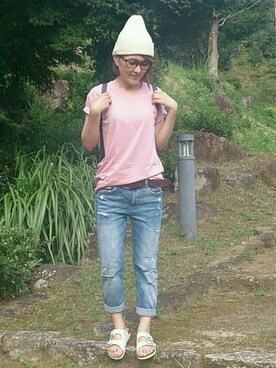 「パックT」｜「アイテム（帽子）」を使った、ayu.•*¨*•.¸¸♬さん（レディース・159cm）の夏コーディネート