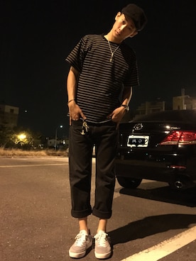 「アイテム（チャーム）」を使った、4xAceさん（メンズ・180cm）の夏コーディネート