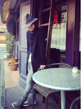 「Lui's（ルイス）のアイテム（ハット、ブラック系）」を使った、Nguyen Phatさん（メンズ）の夏コーディネート