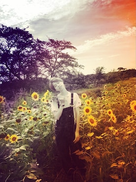 「Champion（チャンピオン）のアイテム（Tシャツ/カットソー、ホワイト系）」を使った、Nguyen Phatさん（メンズ）の夏コーディネート