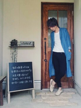 「CIAOPANIC（チャオパニック）のアイテム（ジャケット/アウター、ブルー系）」を使った、Nguyen Phatさん（メンズ）の秋コーディネート