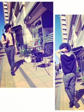 「ハットコーデ」｜Nguyen Phatさん（メンズ・165cm）の秋コーディネート