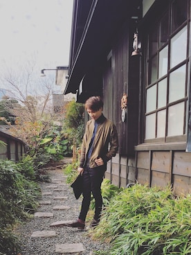 「ikka（イッカ）のアイテム（ジャケット/アウター、グリーン系）」を使った、Nguyen Phatさん（メンズ）の冬コーディネート