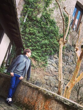 「green label relaxing（グリーンレーベルリラクシング）のSTRC/FLN COMBI リブブルゾン（ブルゾン、グレー系）」を使った、Nguyen Phatさん（メンズ）の春コーディネート