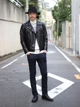 「ラトルトラップ」｜「アイテム（ライダースジャケット）」を使った、shunsuke.Hさん（メンズ・182cm）の秋コーディネート