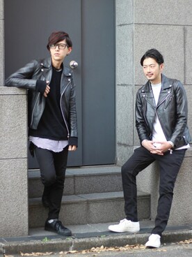 「ラトルトラップ」｜「アイテム（ライダースジャケット）」を使った、shunsuke.Hさん（メンズ・182cm）の冬コーディネート