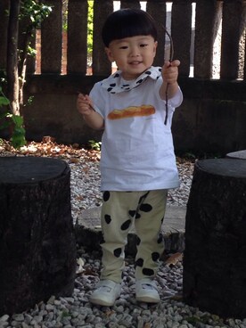 「CLASKA Gallery & Shop "DO"（クラスカ ギャラリー＆ショップ　ドー）のアイテム（Tシャツ/カットソー、ホワイト系）」を使った、Utaさん（キッズ・90cm）の夏コーディネート