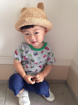 「UNIQLO（ユニクロ）のアイテム（Tシャツ/カットソー、その他）」を使った、Utaさん（キッズ・90cm）の夏コーディネート