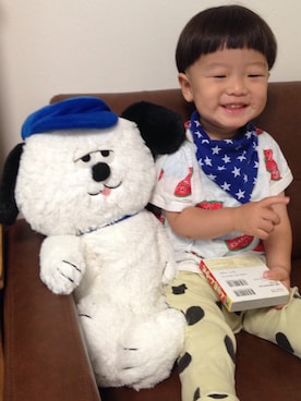 「BOBO CHOSES（ボボショーズ）のアイテム（その他パンツ、その他）」を使った、Utaさん（キッズ・90cm）の夏コーディネート