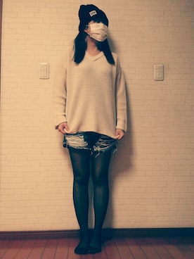 「CHIME（チャイム）のアイテム（帽子）」を使った、ななさん（レディース・158cm）の冬コーディネート