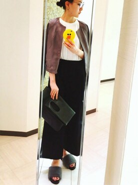 「index（インデックス）のアイテム（ノーカラージャケット）」を使った、佐々木さん（レディース・167cm）の秋コーディネート