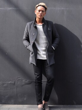 「H&M（エイチ・アンド・エム）のアイテム（ニット/セーター）」を使った、T.JUAN.YASUSHIさん（メンズ・181cm）の春コーディネート