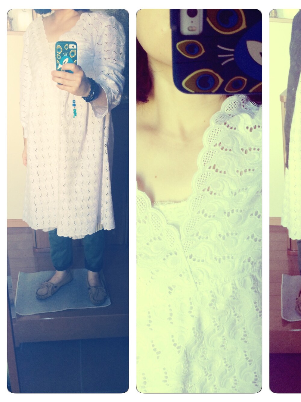 レッド系のスカートを着用したレディースの秋コーディネートの1枚目の写真