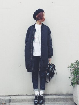 「STYLENANDA」｜「アイテム（ブルゾン）」を使った、ARISAさん（レディース・157cm）の冬コーディネート