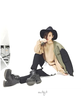 「スウェット×シャツ」｜ARISAさん（レディース・157cm）の冬コーディネート