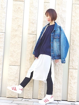 「スウェット×シャツ」｜ARISAさん（レディース・157cm）の冬コーディネート