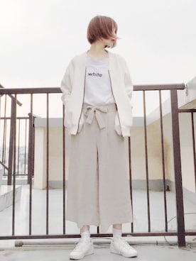「A land（エーランド）のアイテム（ブルゾン）」を使った、ARISAさん（レディース・157cm）の春コーディネート