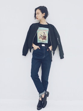 「ミッキーT」｜「アイテム（ブルゾン）」を使った、ARISAさん（レディース・157cm）の秋コーディネート