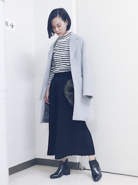 「WEGO（ウィゴー）のWEGO/ワイドリブタートルネックニット（ニット/セーター）」を使った、ARISAさん（レディース・157cm）の秋コーディネート