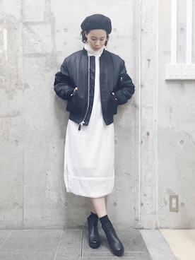 「CLANE（クラネ）のアイテム（MA-1）」を使った、ARISAさん（レディース・157cm）の秋コーディネート