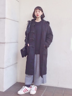 「EMODA（エモダ）のアイテム（ダッフルコート）」を使った、ARISAさん（レディース・157cm）の冬コーディネート